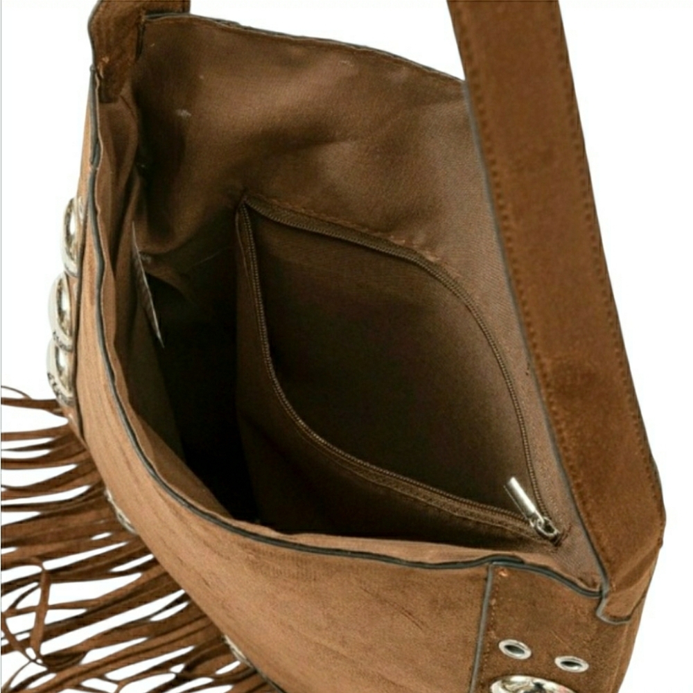 Boho Fringe Shoulder Bag w/ Silver Studs & Grommets (3 Colors Available) NWT! - Picture 3 of 6